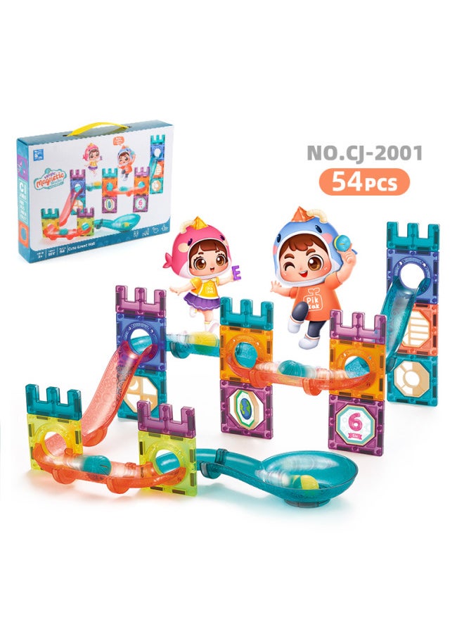 Original Direct Selling Children's Educational Toys 54PCs Magnetic Piece Building Blocks DIY Variable Magnetic Ball Track Set-Color:CJ-2001 -54 Magnetic Track Building Blocks 613.2G-Specifications:613.2g
