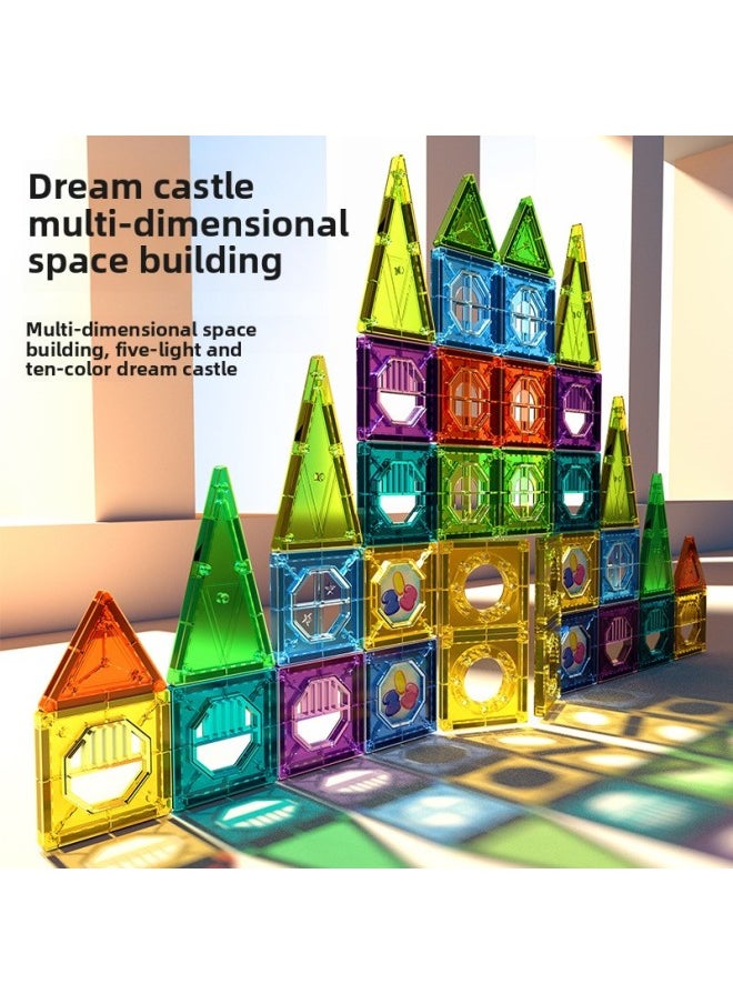Color Window Magnetic Sheet Assembly Car Castle Pure Magnetic Magnet Stone Children's Educational Early Education Diy Building Block Toy-Specifications:Magnetic Sheet 43