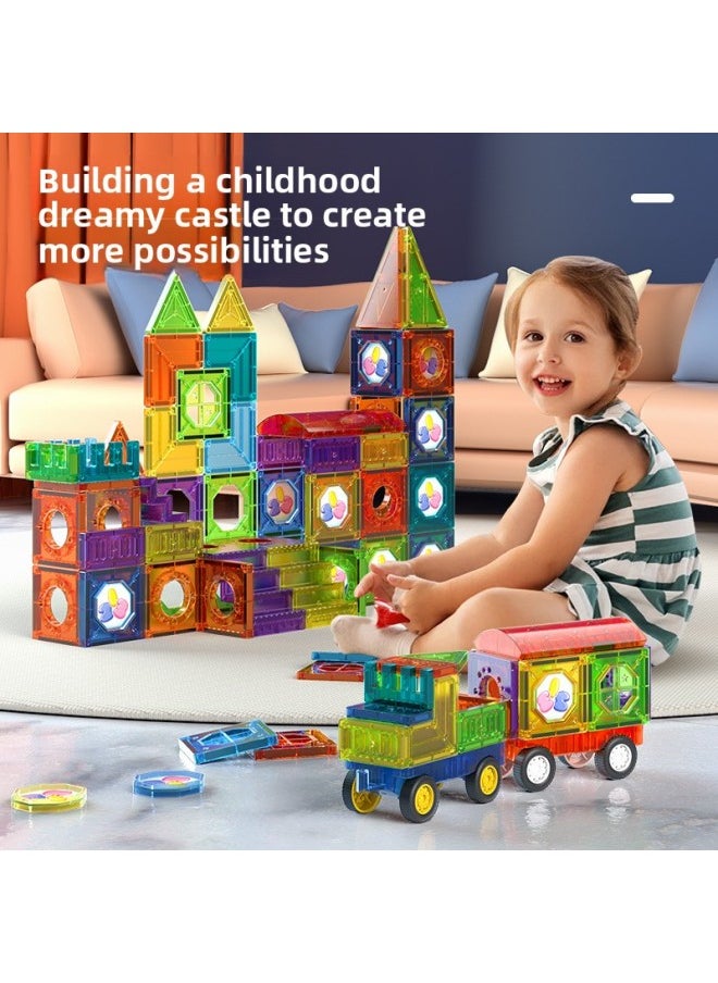 Color Window Magnetic Sheet Assembly Car Castle Pure Magnetic Magnet Stone Children's Educational Early Education Diy Building Block Toy-Specifications:Magnetic Sheet 43