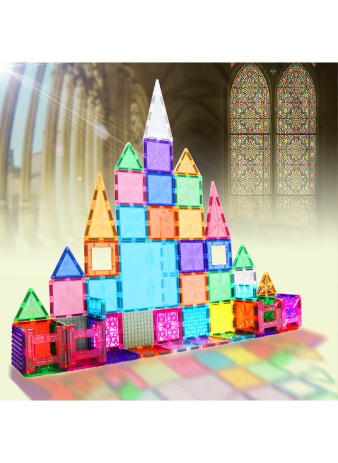 Wellbbplay Vibe Diamond Face Color Window Magnetic Piece Building Blocks Supplementary With Transparent Pipe Magnet Puzzle-Color:Star Diamond Grand Square 4 Pieces Supplemental Transparent