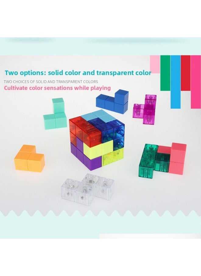 Yongjun Magnetic Building Blocks Soma Cube Rubik's Cube Puzzle Children's Educational Early Education Fun Toys Generation-Color:Solid Color-Specifications:60*60*60MM