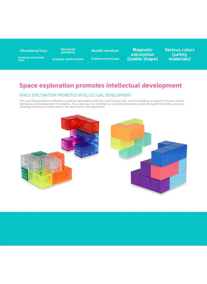 Yongjun Magnetic Building Blocks Soma Cube Rubik's Cube Puzzle Children's Educational Early Education Fun Toys Generation-Color:Pan Magnetic Building Blocks-Specifications:60*60*60MM