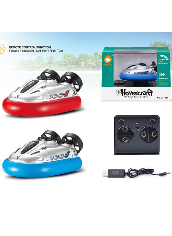 Hot Sale Mini Remote Control Hovercraft 2.4G Speedboat Motorboat Children Summer Water Play Bathroom Toy Cruise Ship Model-Color:Remote Control Air Cushion Boat-green (not 2.4G)
