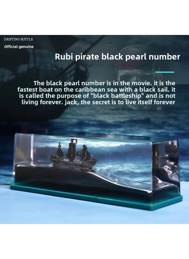 Cyber Celebrated Cruise Boat Fluid Drifting Bottle Titanic Desktop Decorative Ornament Gift Birthday Gift For Generation-color:black Pearl Pirate Ship