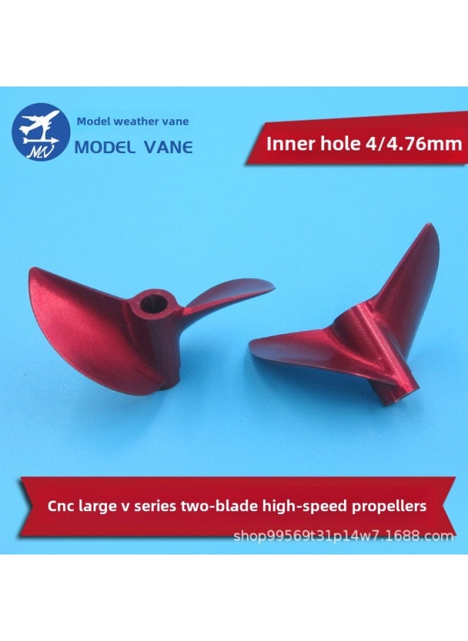 1.9 Pitch Large V Bayonet High Speed Propeller Cnc Aluminum Alloy 45mm Racing Electric Shrimp Cat Aperture 4.76-Color:4.00 Inner Diameter/45mm Outer Diameter/reverse Propeller