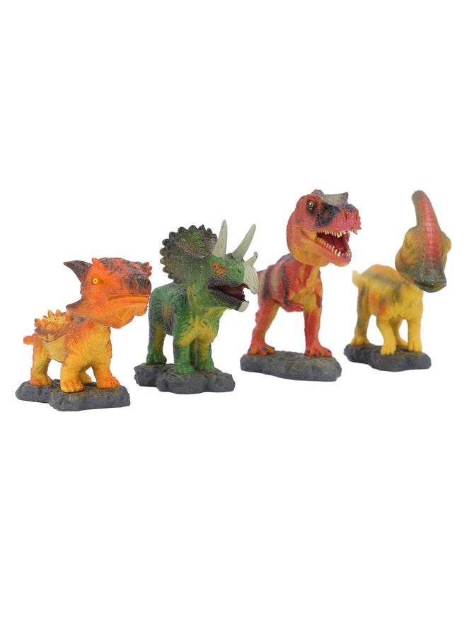 4pcs Shaking Head Dinosaur Toy Educational Spring Connection PVC Metal Realistic Figures Set for Kids