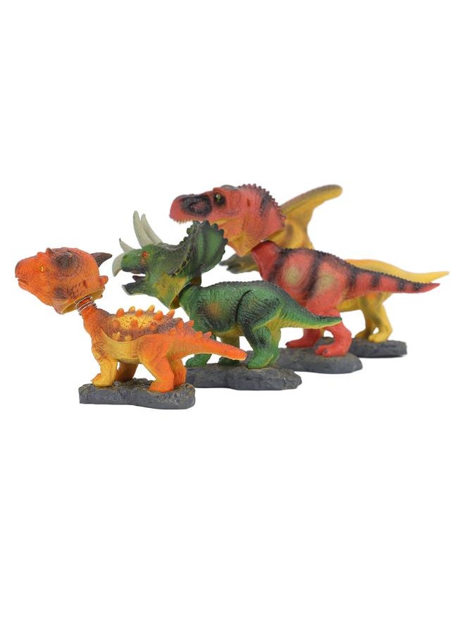 4pcs Shaking Head Dinosaur Toy Educational Spring Connection PVC Metal Realistic Figures Set for Kids