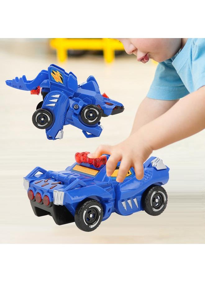 Deformation Dinosaur Figures Plastic Inertial Pull Forword Car Vehicle Toy Model Kid Children Novelty GiftBlue