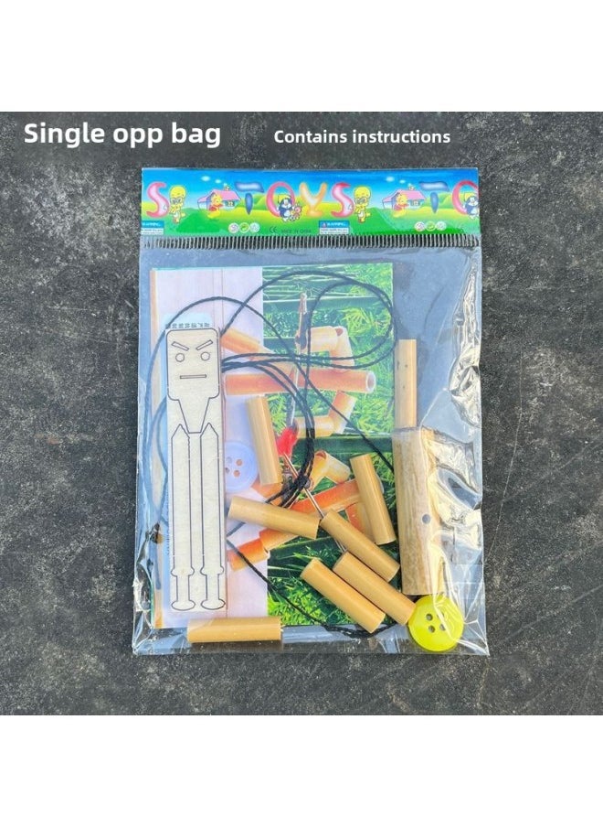 Bamboo Man Material Bag Double Battle Toy Sixth Grade Textbook Same Style Student Handmade Diy Homemade Puppet Man-Color:Slub Man