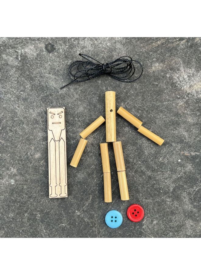 Bamboo Man Material Bag Double Battle Toy Sixth Grade Textbook Same Style Student Handmade Diy Homemade Puppet Man-Color:Slub Man