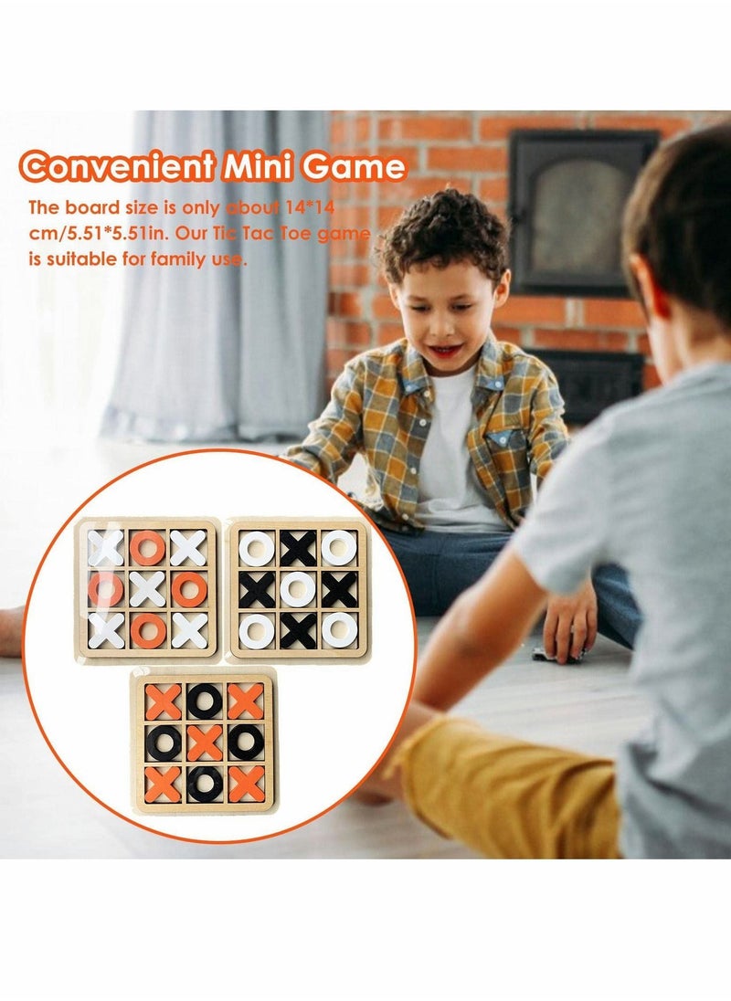 Tic Tac Toe Game Toy, Classic Wooden Checkerboard Educational Family Toys Set, Portable Casual Tabletop for Adults and Kids 3 Pcs