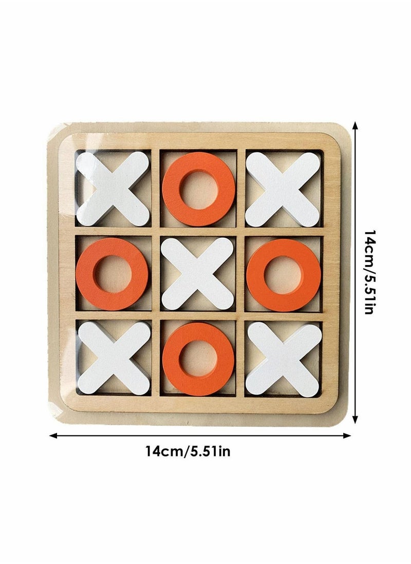 Tic Tac Toe Game Toy, Classic Wooden Checkerboard Educational Family Toys Set, Portable Casual Tabletop for Adults and Kids 3 Pcs
