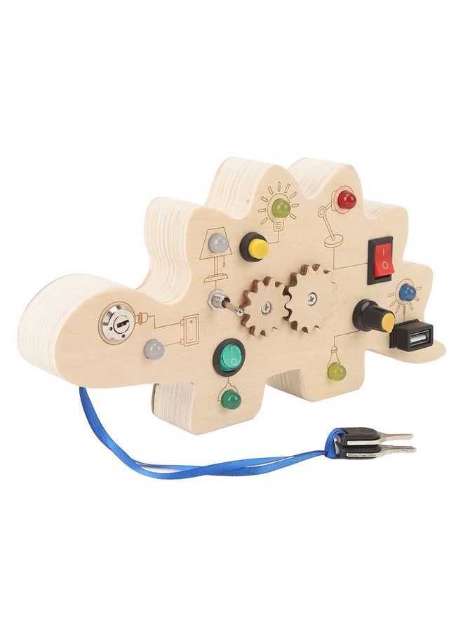 Dinosaur Wooden Board Toy with LED Light Switch Educational Portable Activity Sensory for Toddlers