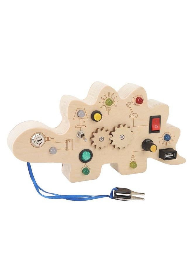 Dinosaur Wooden Board Toy with LED Light Switch Educational Portable Activity Sensory for Toddlers