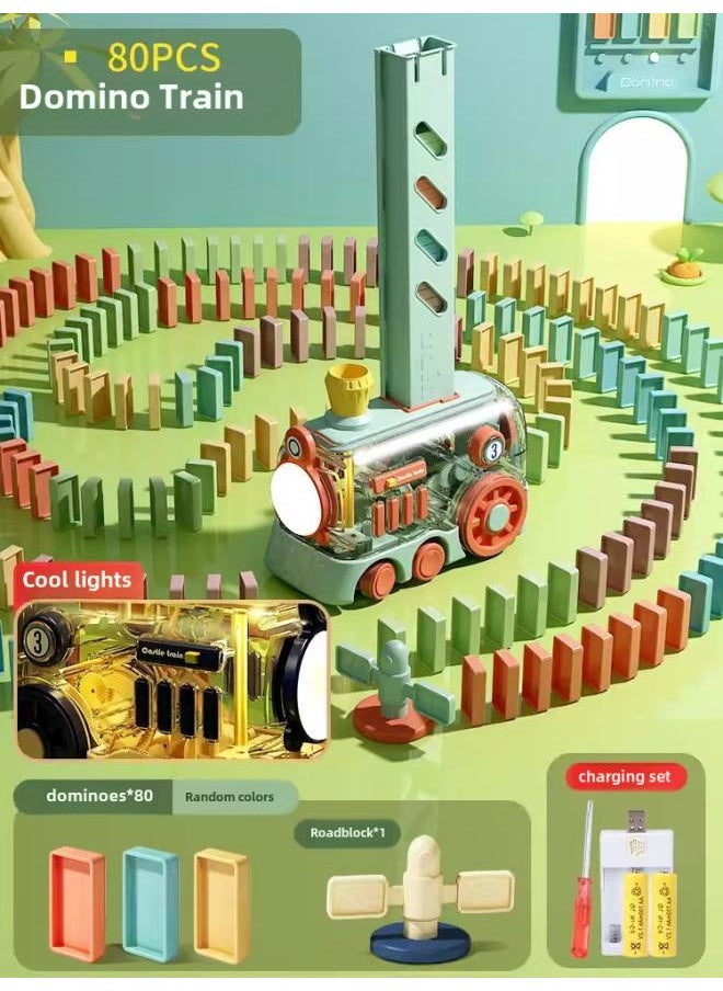 Dominoes Building Blocks Children's Educational Toys Online Red Automatic Card Placement Small Train Card 3 To 6 Years Old Primary School Students