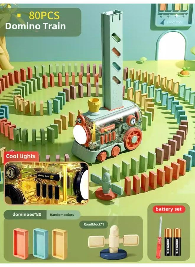 Dominoes Building Blocks Children's Educational Toys Online Red Automatic Card Placement Small Train Card 3 To 6 Years Old Primary School Students