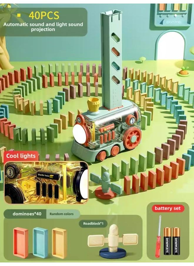 Dominoes Building Blocks Children's Educational Toys Online Red Automatic Card Placement Small Train Card 3 To 6 Years Old Primary School Students