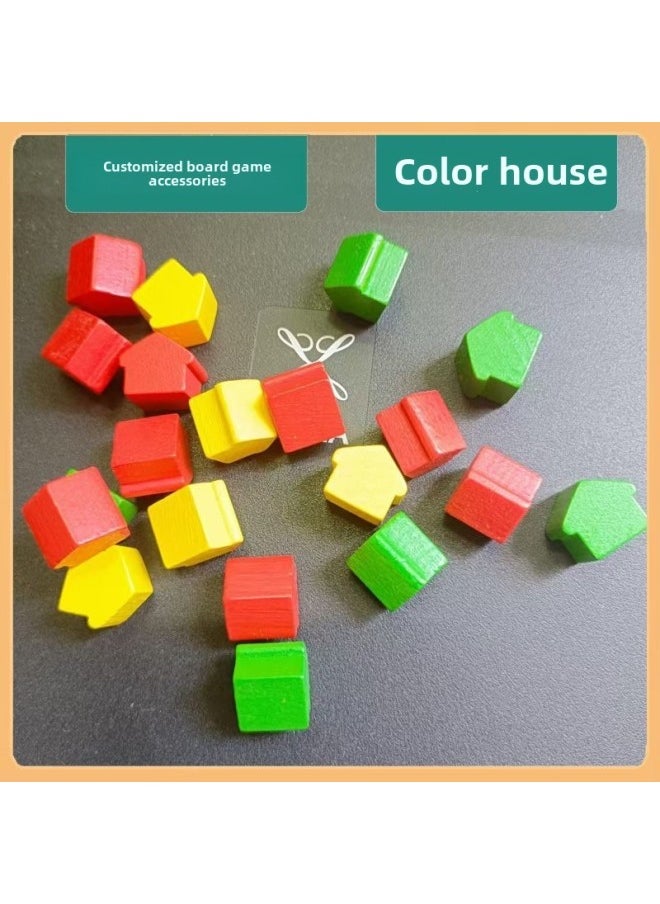 Direct Supply Board Game Chessboard Small House Accessories Monopoly Catan Island Wooden Pieces Production-Color:Yellow