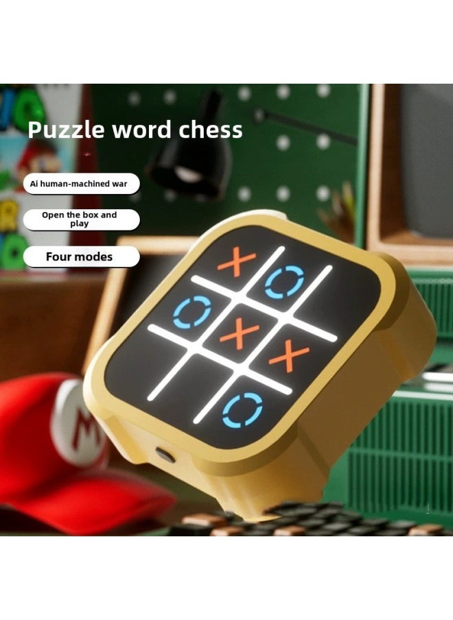 Tremolo With Tic-tac-toe Children's Toys Gobang Multi-function Chessboard All-in-one Game For Children-Color:Sky Blue