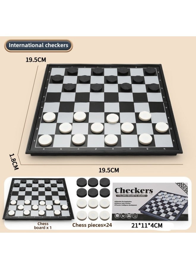 Flying Chess Carpet Gobang Checkers Chess All-in-One Magnetic Absorption Foldable Chessboard Children's Educational Toys-Color: Large Magnetic Draughts Board -2202