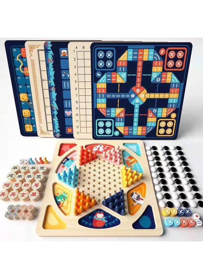 Flying Chess Checkers Gobang Colosseum Snake Chess Children's Toys Educational Two-in-One Student Multifunctional Game-Color:SY-Flying Chess + Gobang (2 In 1 Large Thickened)
