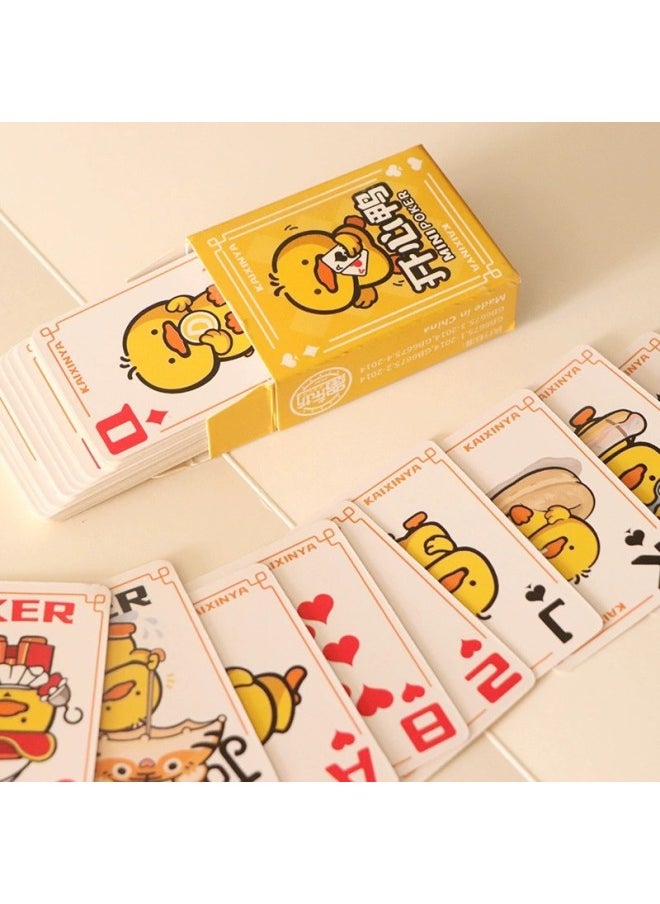 Mini Playing Cards Children's Pocket Q Version Cute Happy Duck Werewolf Table Game Cartoon Dormitory Small Solitaire-Color: A Group Of Meow