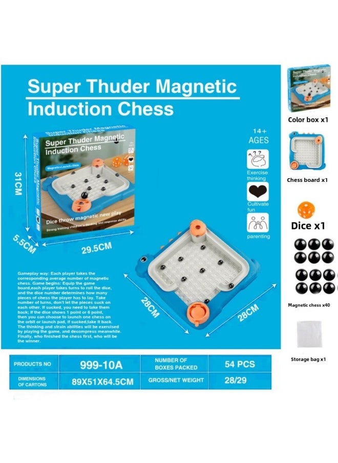 Cute Fun Dinosaur Magnetic Induction Chess Leisure Puzzle Decompression Magnet Battle Desktop Game Magnetite Parent-Child Interaction-Color:English Color Box Cute Dinosaur 40 Magnetic Chess Pieces