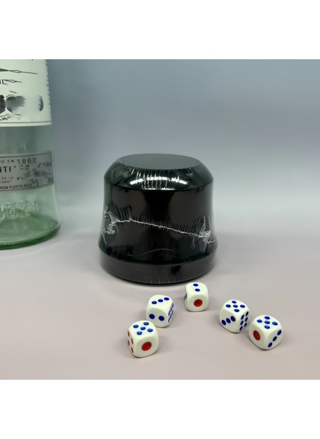 Custom Logo With Bottom Support Sieve Cup Bar Nightclub Combination Dice Color Cup Suit Batch Hair Sieve Cup Dice Cup-Color:Material Black -Specifications:[individually Packaged] Each Contains 5 Dice