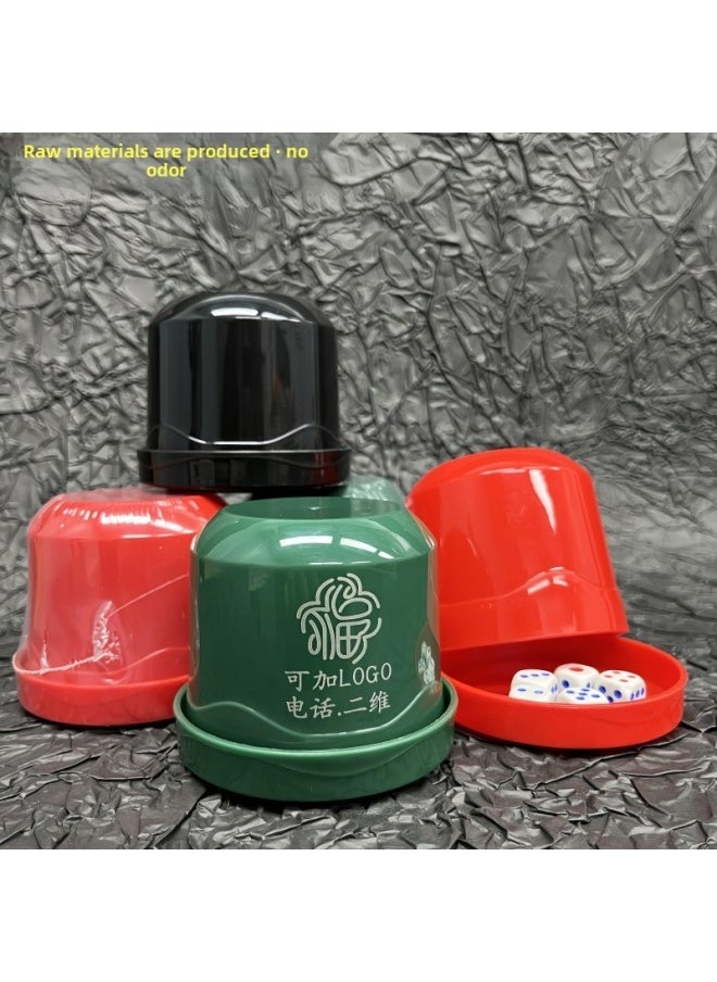 Custom Logo With Bottom Support Sieve Cup Bar Nightclub Combination Dice Color Cup Suit Batch Hair Sieve Cup Dice Cup-Color:Material Black -Specifications:[individually Packaged] Each Contains 5 Dice