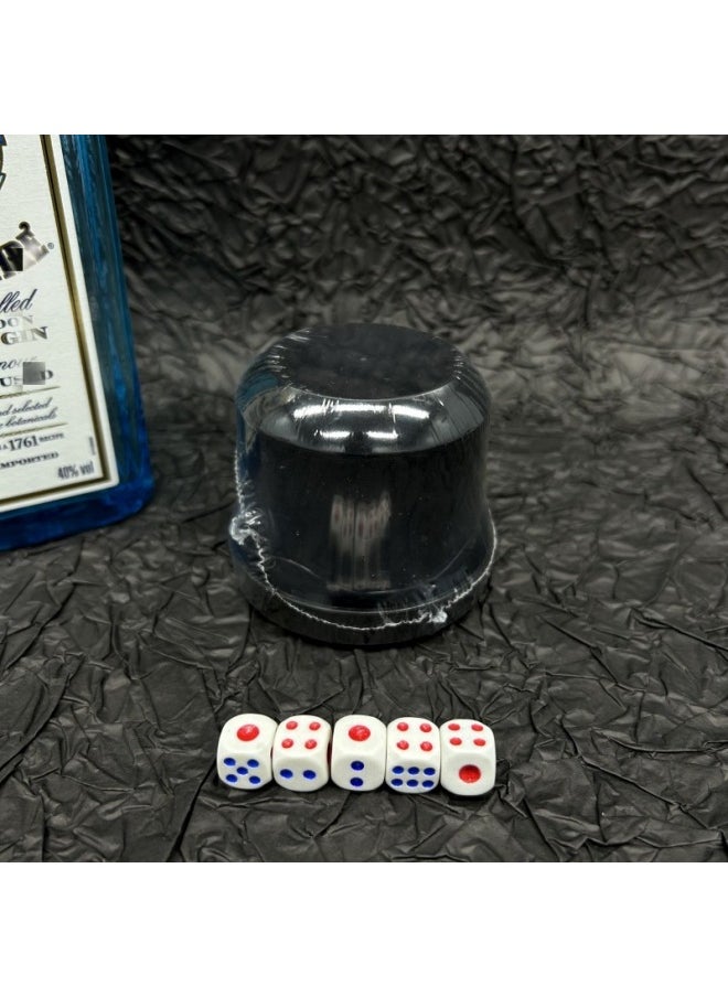 Custom Logo With Bottom Support Sieve Cup Bar Nightclub Combination Dice Color Cup Suit Batch Hair Sieve Cup Dice Cup-Color:Material Black -Specifications:[individually Packaged] Each Contains 5 Dice