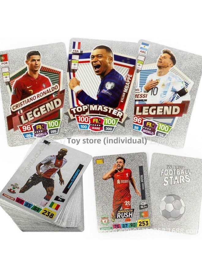 Hot Soccer Star Cards 55 Soccer Star Cards Messi Ronaldo Collections Cards Plastic-Color:Football 55 Silver Sheets