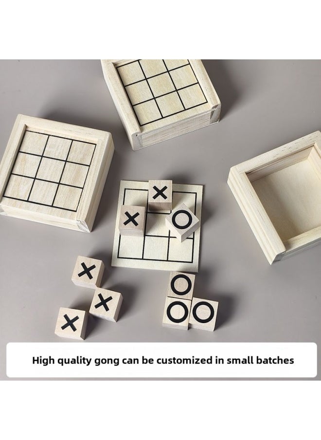 Small Batch Boxed Tic-tac-toe Board Games Wooden Jiugongge Chess Kindergarten Primary School Educational Toys-Color:Boxed Tic-tac-toe