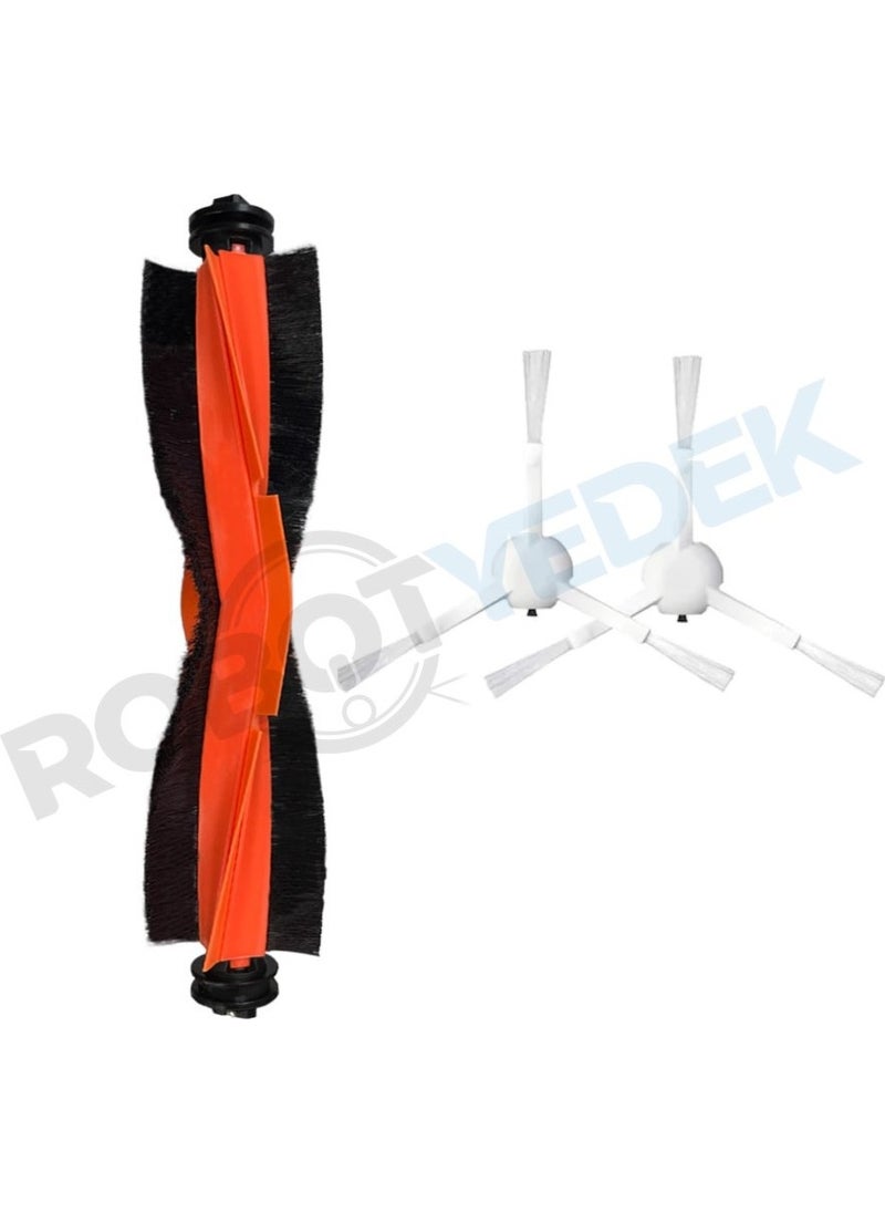 robotspare Xiaomi S10 Plus (Not S10T) Compatible Spare Black Main Brush and Side Brush - 3 Pieces