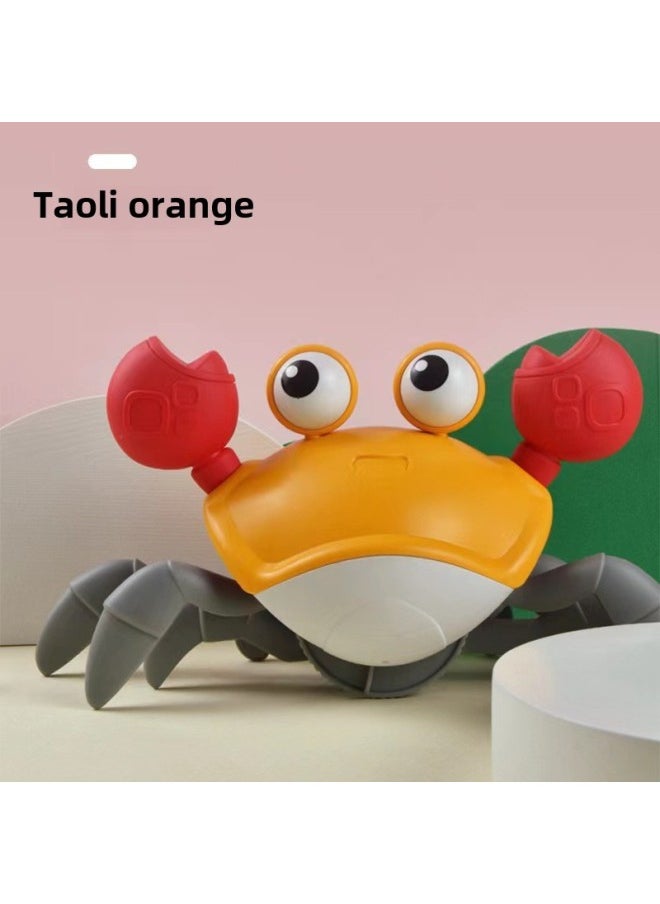 Children's Automatic Induction Crab 1 A 2 Year Old Boy And Girl Baby Baby Simulation Crawling Electric Toys-Color:Orange Induction Escape Crab-battery ]