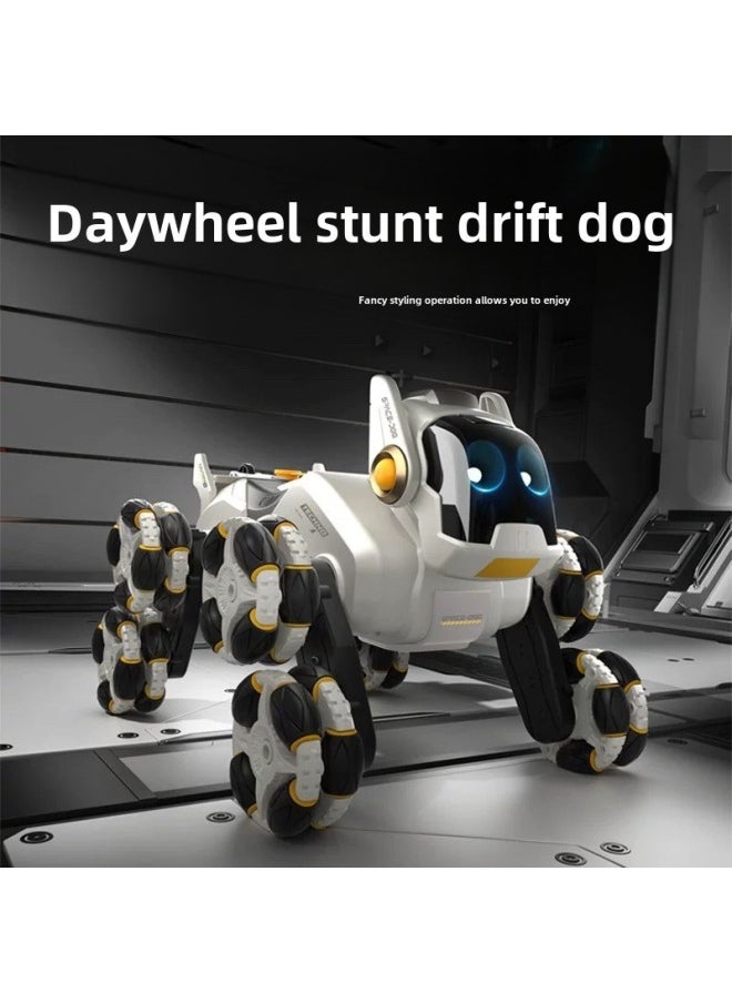 8-wheel Stunt Mechanical Dog Remote Control Toy Gesture Induction Climbing Deformation Electric Children's Intelligent Robot Dog-Color:(gray) Stunt Robot Dog