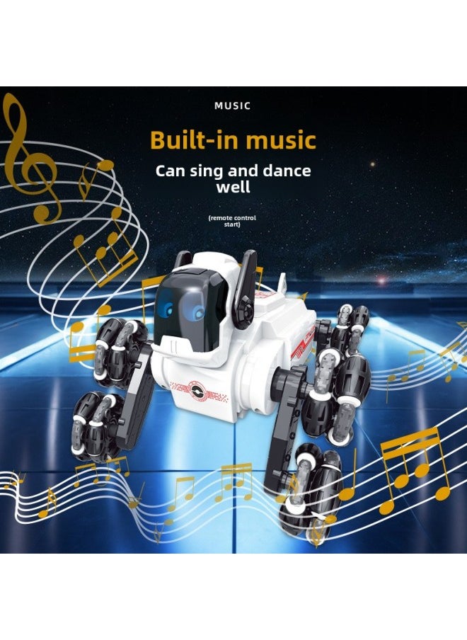 8-wheel Stunt Mechanical Dog Remote Control Toy Gesture Induction Climbing Deformation Electric Children's Intelligent Robot Dog-Color:(gray) Stunt Robot Dog