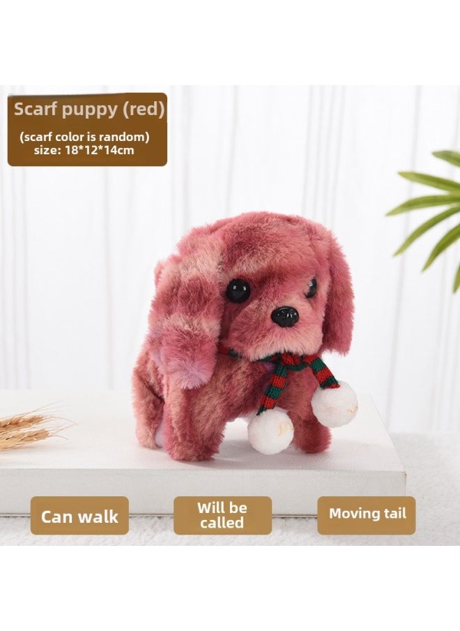 Toy Dog Children Plush Electric Toy Walking Dog Electric Dog Stall Electronic Puppy Pet Teddy-Colour:Scarf Dog