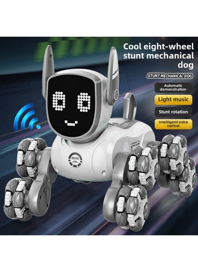 Remote Control Car Eight-wheel Stunt Mechanical Dog Climbing Off-road Vehicle Electronic Machine Dog Gesture Induction Voice Control Children's Toy-Color:Eight-wheel Mechanical Dog-pink  Chinese-Specifications:Great Value Dual Battery