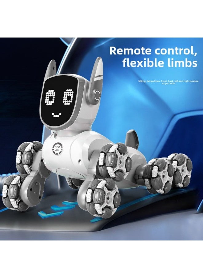 Remote Control Car Eight-wheel Stunt Mechanical Dog Climbing Off-road Vehicle Electronic Machine Dog Gesture Induction Voice Control Children's Toy-Color:Eight-wheel Mechanical Dog-pink  Chinese-Specifications:Great Value Dual Battery