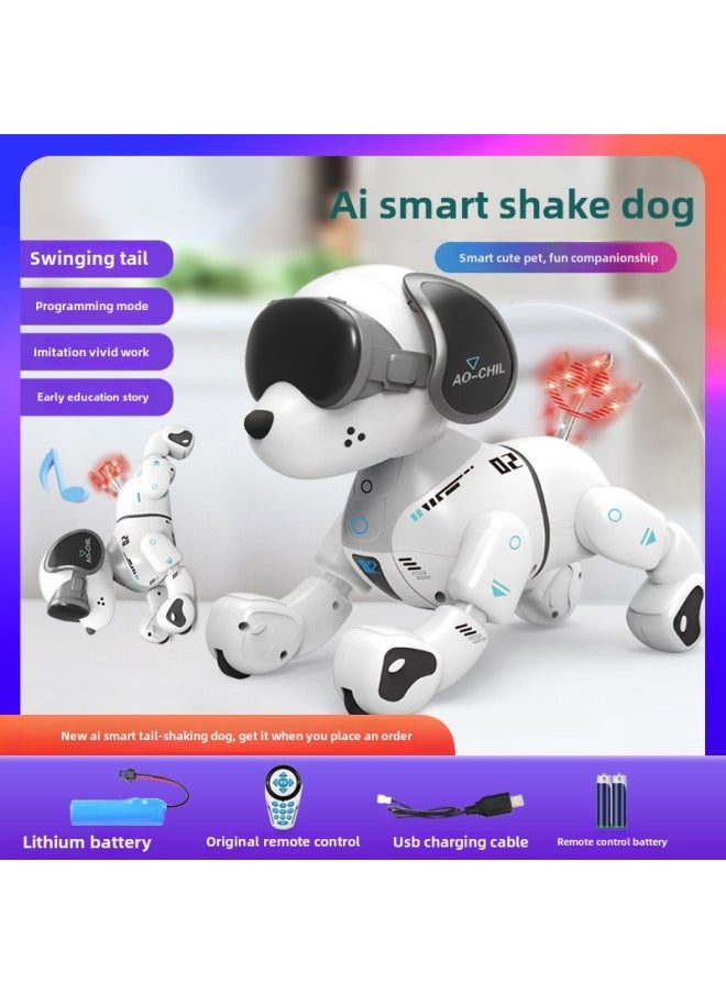 Remote Control Early Education Intelligent Robot Dog Children's Toy Walking Can Call Electric Robot Programming Stunt Puppy Children-Color:8003 Tail Dog  Early Education Smart Dog