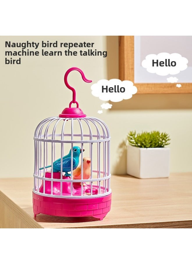 A Bird Toy Simulation Birdcage That Can Learn To Speak Voice-activated Induction Repetition Guides The Baby To Learn To Speak For 1-3 Years Old.-Color:Orange-yellow Battery Model