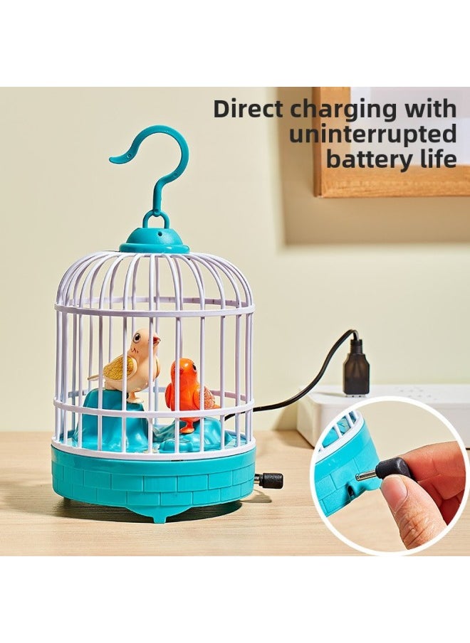 A Bird Toy Simulation Birdcage That Can Learn To Speak Voice-activated Induction Repetition Guides The Baby To Learn To Speak For 1-3 Years Old.-Color:Orange-yellow Battery Model