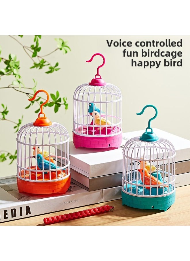 A Bird Toy Simulation Birdcage That Can Learn To Speak Voice-activated Induction Repetition Guides The Baby To Learn To Speak For 1-3 Years Old.-Color:Orange-yellow Battery Model