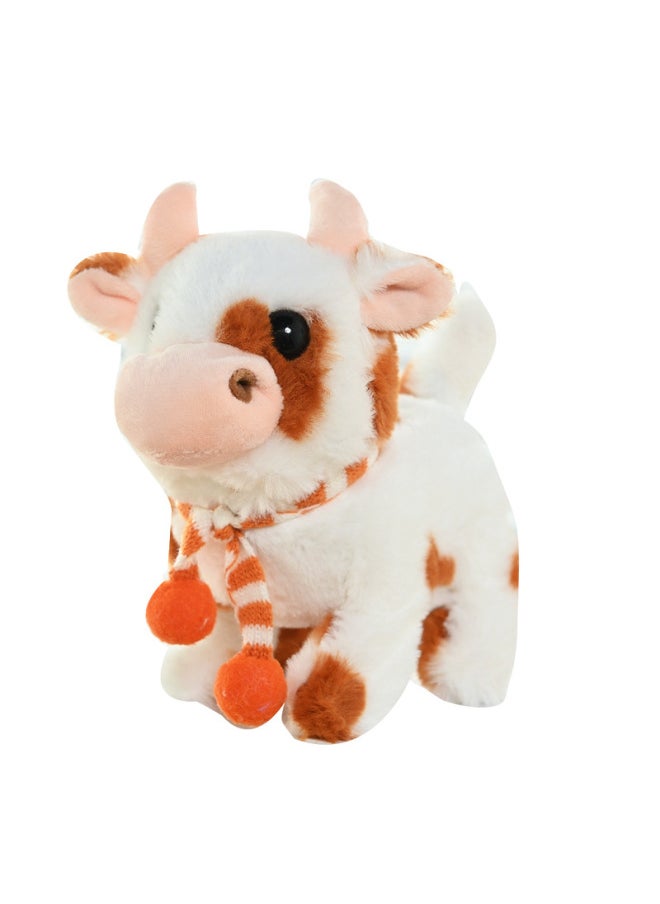 Simulation Animal Plush Electric Cow Can Walk Moo Call Sound Tail Pet Gift Children's Toys-color:Electric Plush Cow (brown)