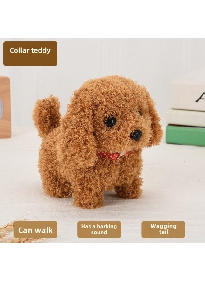 Simulation Plush Toy Dog Children Can Walk Called Electric Puppy Boy Electronic Pet Dog Gift-Color:Little Teddy Yellow-Specification:No Battery, No Collar, No Tie