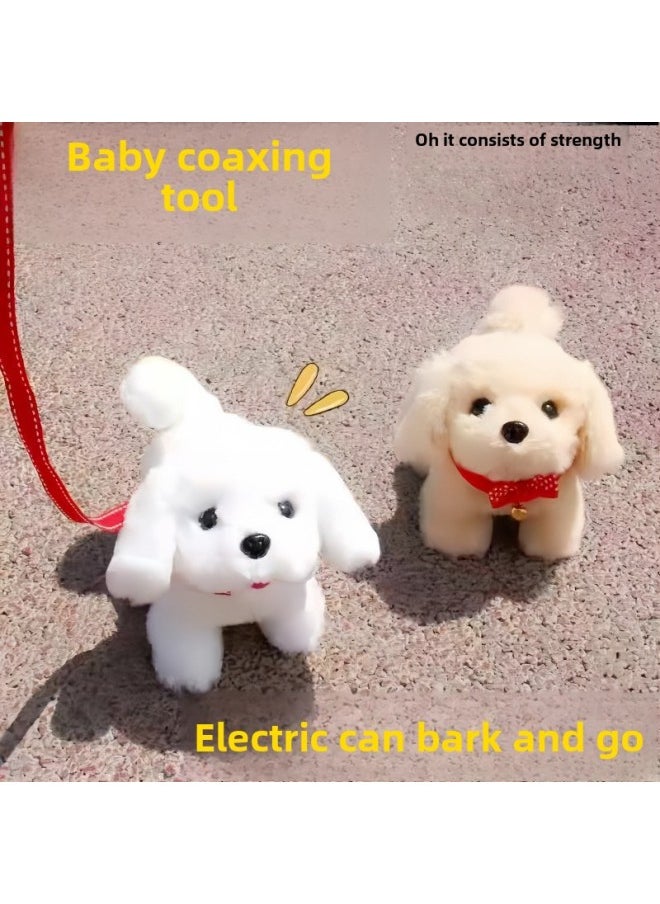 Simulation Plush Toy Dog Children Can Walk Called Electric Puppy Boy Electronic Pet Dog Gift-Color:Little Teddy Yellow-Specification:No Battery, No Collar, No Tie