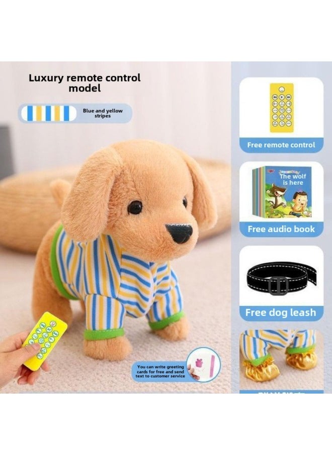 Electric Dog Dog Toy Walking Call Plush Electronic Pet Puppy Children Baby Toy Boys Girls-Color:[upgraded Golden Retriever - Pink And White Model] 72 Children's Songs + Learning To Talk + Shaking Head + Swinging Tail + Dog Scream + Jiao + Walking-Specifications:Official Standard