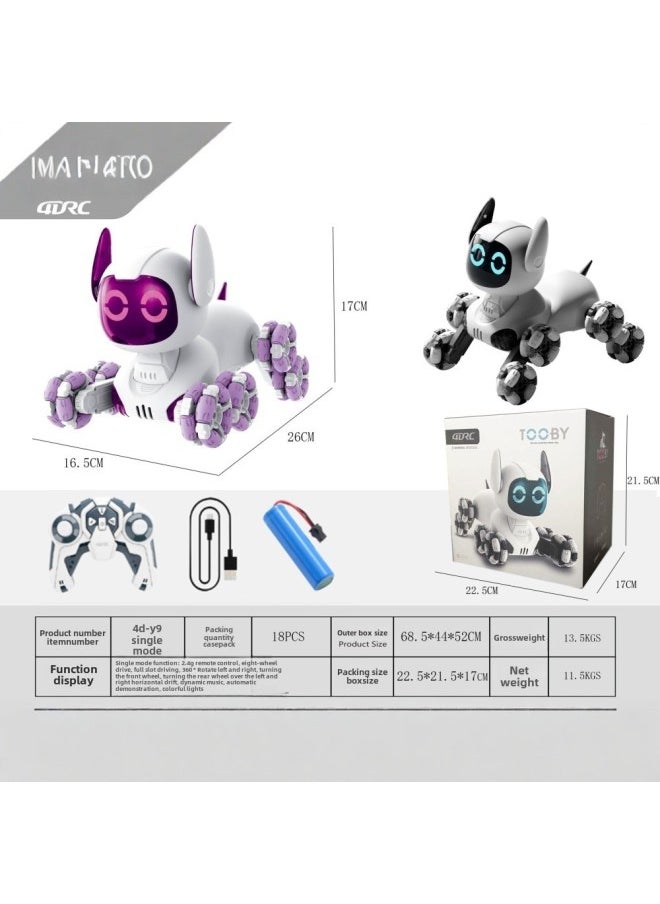 Hot Sale Children Remote Control Robot Dog Smart Toy Electric Mechanical Dog Toy Car Pet Dog Car Boy-Color:Y9-silver Gray-dual Mode + Light Music + Touch Interaction-Specifications:Single Battery Package - No Spare Battery + Screwdriver No. 5