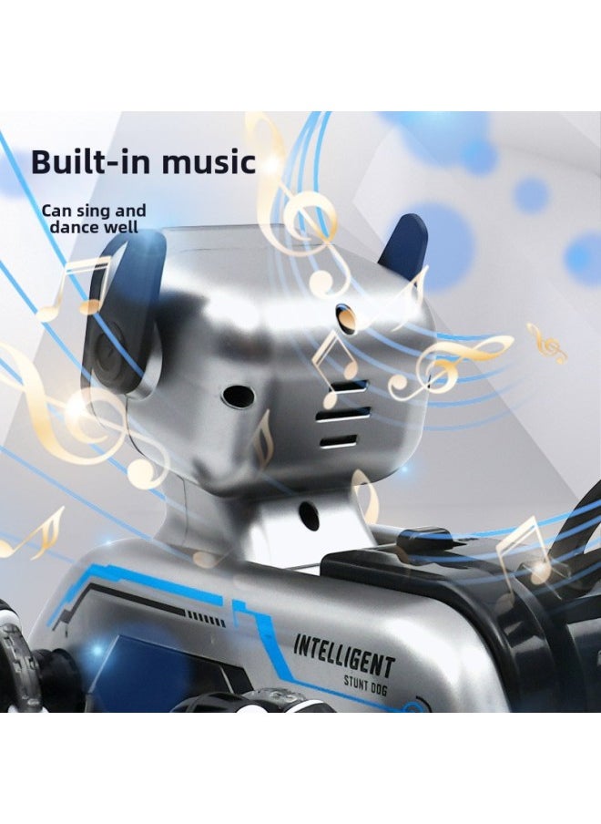 Remote Control Machine Eight Wheel Stunt Dog 2.4G Swing Arm Climbing Car Boy Electronic Pet Children's Toys-Color:Silver Eight-wheel Stunt Mechanical Dog-single Control-Specification:Great Value Dual Battery