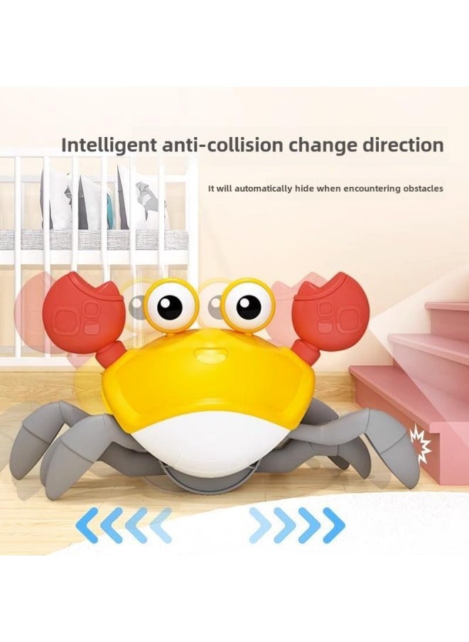 Dynamic Should Escape Crabs Can Crawl Electric Children Baby Wream Can Move Singing Educational Gift Toy Incense-Color:Orange Crab [electric Light Induction] Usb Charging